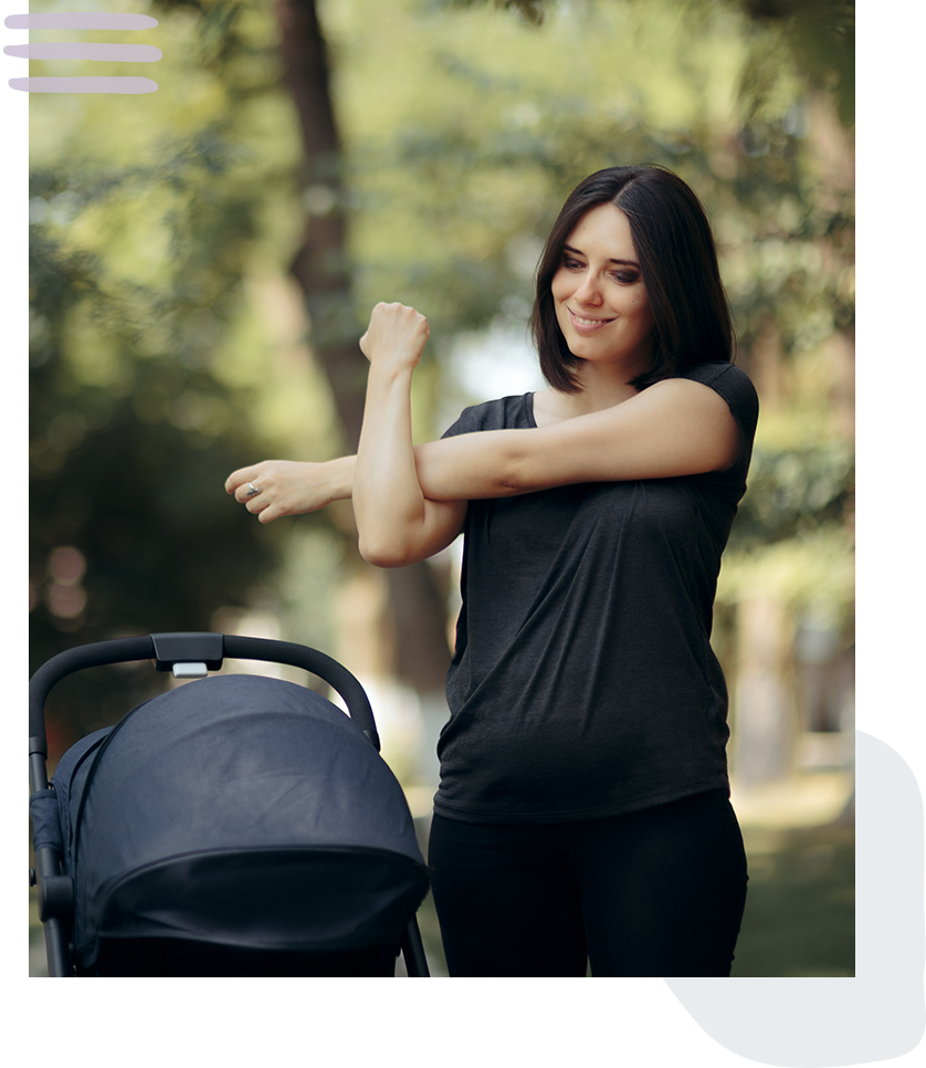 woman stretching outside