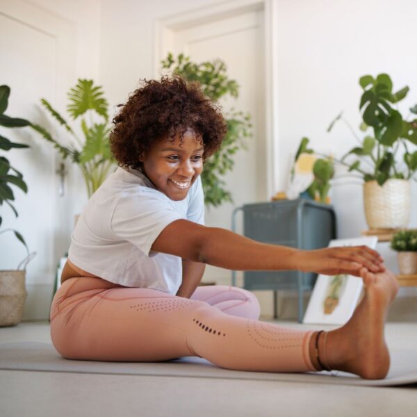 young mom stretching